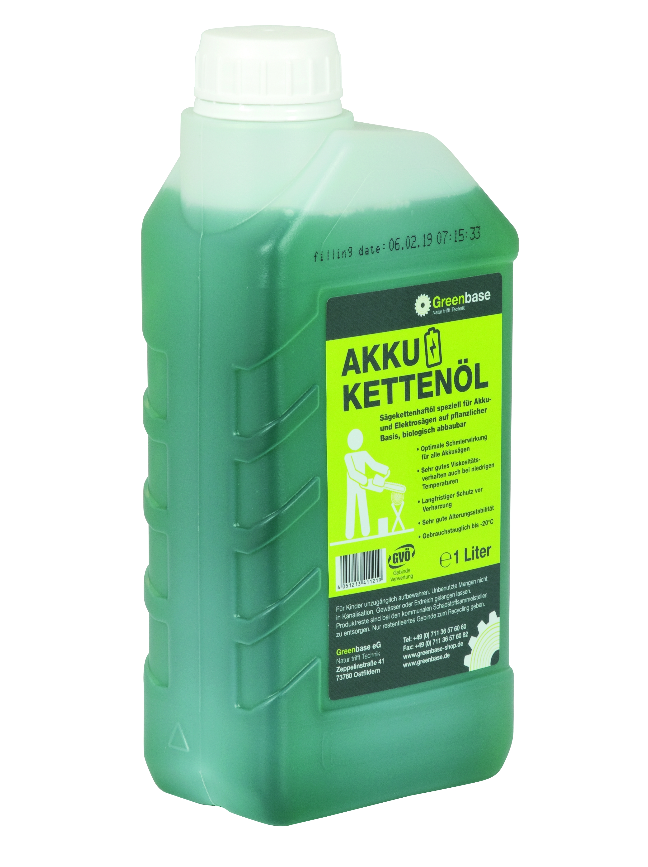 Kettenhaftöl 1L biologisch für Akku-Kettensägen
